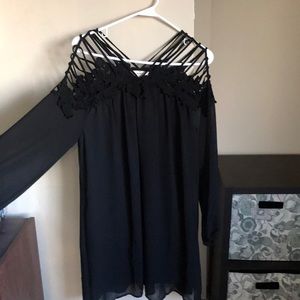 Long sleeve string shoulder dress